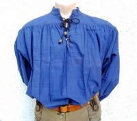 Bauern-und Hirtenhemd, Schnürhemd "Blau"