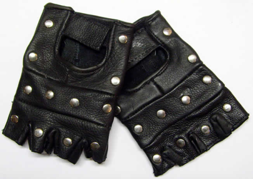 Fingerlose Lederhandschuhe mit Nieten Motorrad-Handschuhe