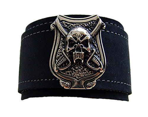 Leder-Armband Piratenschild