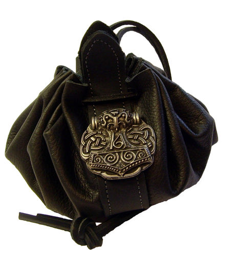 Lederbeutel Dukatenbeutel Geldkatze Farbe schwarz Odin Amulette 